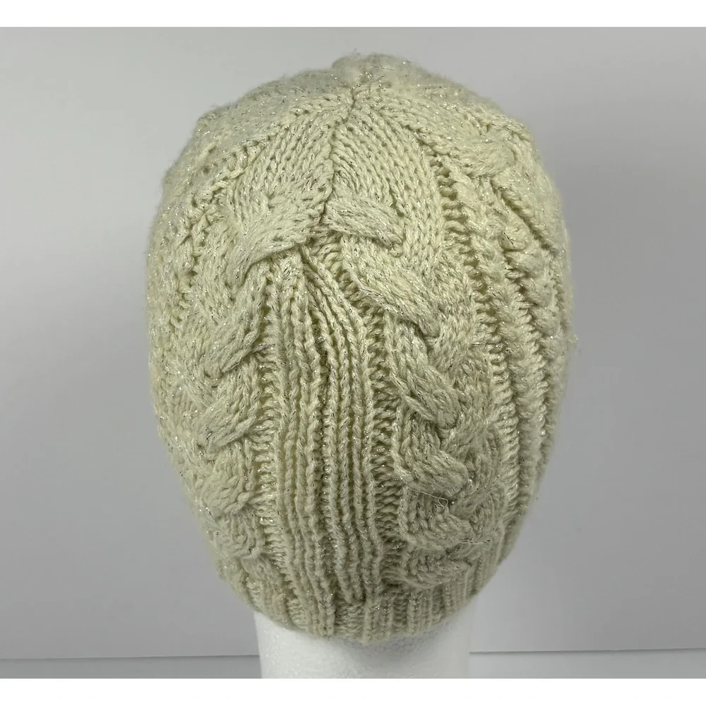47 Brand Texas A&M Aggies Womens Beanie Hat Cream Cable Knit Metallic ATM Logo